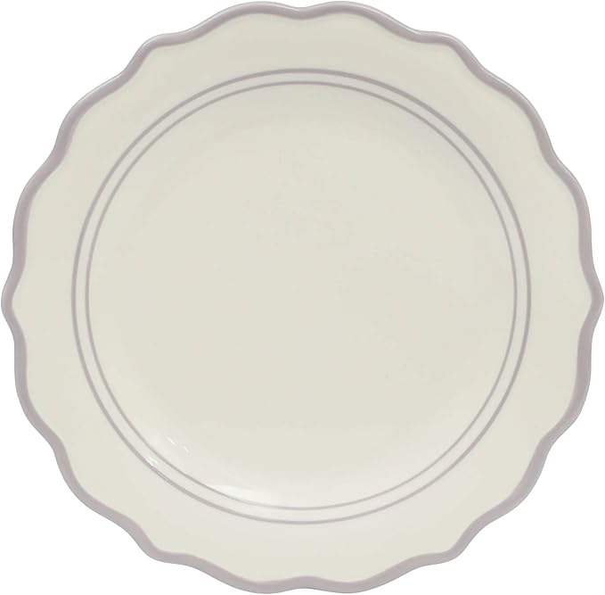 12-Piece Ceramic Dinnerware Set – 4 Dinner Plates, 4 Salad Plates, 4 Bowls, Purple and White Modern Tableware, Dishwasher & Microwave Safe (Iris)