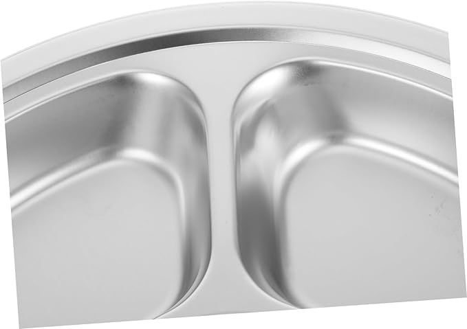 Garneck 1pc Divided Stainless Steel Food Plate Compartment Serving Tray for Breakfast Lunch and Dinner Stackable Moisture-retaining Design