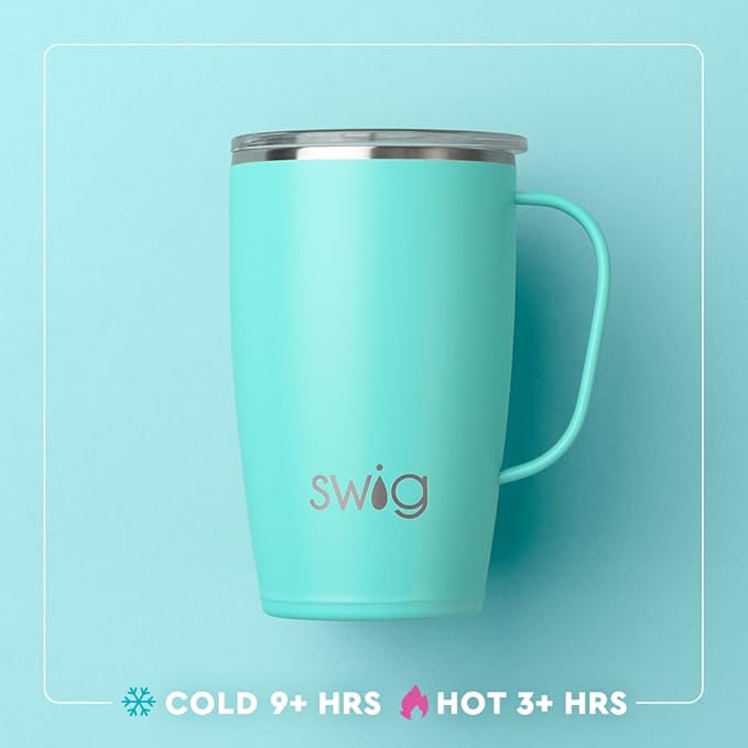 Swig Life 18oz Travel Mug, Insulated Tumbler with Handle and Lid, Cup Holder Friendly, Dishwasher Safe, Stainless Steel, Travel Coffee Cup (Bourbon Barrel)