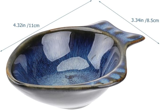 2Pcs Ceramic Dipping Dishes Small Fish Shaped Sauce Plates for Condiments Seasonings and Appetizers for Home Parties Weddings and Celebrations