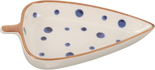Zerodeko Ceramic Snack Dish Hand-painted Japanese Style Leaf Plate for Dipping Sauces Condiments and Appetizers for Home and Restaurant Use