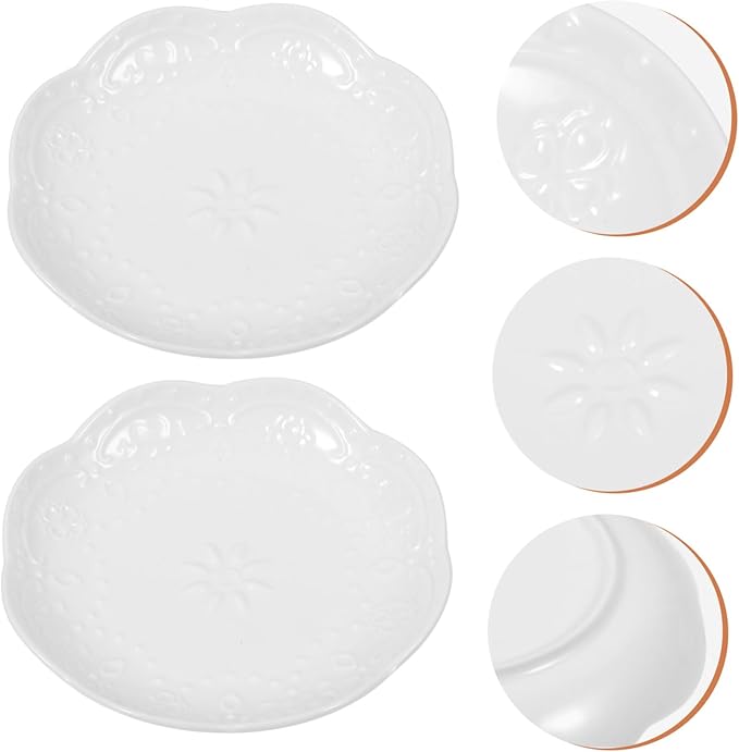 4pcs Ceramic Dipping Dish Elegant Seasoning Plates for Ketchup Versatile Appetizer Bowls for Fruits Nuts and Candies Dishwasher Microwave Safe Floral Design
