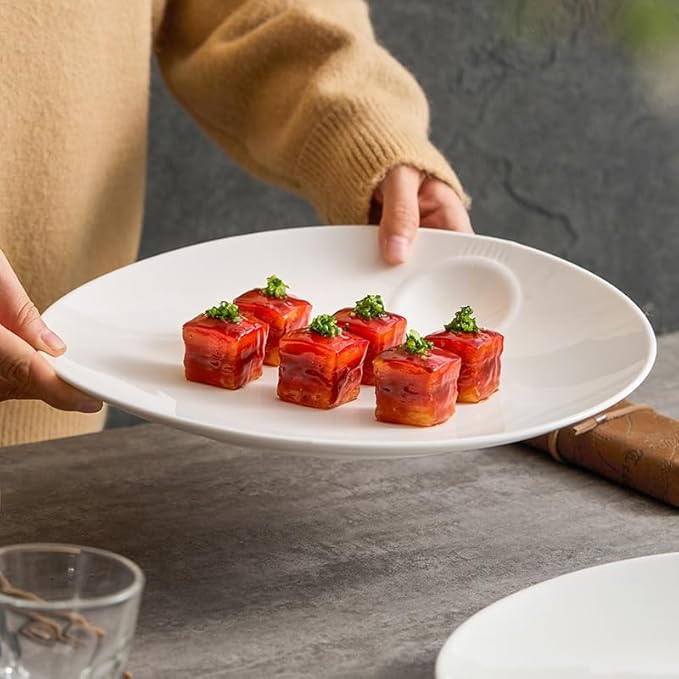 Appetizer Plates Ceramic White Plate Dish Plate Western Plate Steak Plate Modern Hotel Tableware Salad Plate Round Plate Cheap Plates(Small)