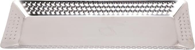 VBESTLIFE Rectangular Stainless Steel Serving Tray, Silver Hammered Dinner Platter, Stackable & Easy Clean for Party, Camping, and Everyday Use (4.7x12.6in)