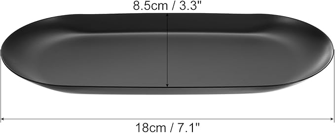 uxcell 4pcs Stainless Steel Decorative Tray, 7 Inch Oval Jewelry Tray, Small Serving Tray for Bathroom Countertops, Closets, Dressers, Black