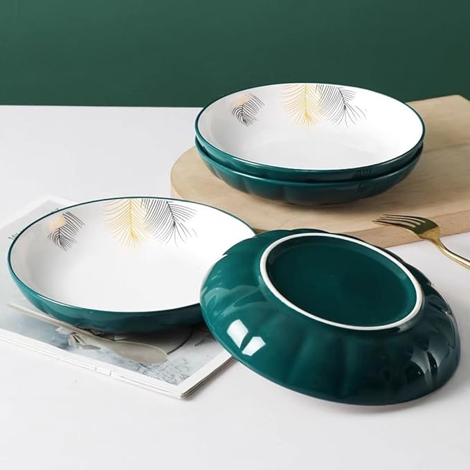 SONGCHAO Party Supplies 6pcs Ceramic Plate Household Dish Plate Chinese Simple Deep Soup Plate Breakfast Plate Microwaveable Party Plates (Color : 7inch)