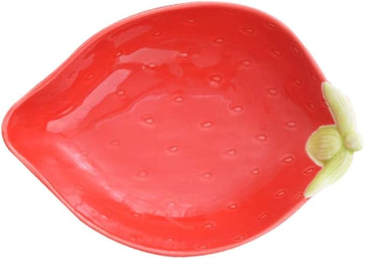 Ceramic Appetizer Plate Fruit Shape Plate Dessert Plate Salad Pasta Bowls Food Serving Tray for Fruit Cheese Dessert Snack-Red