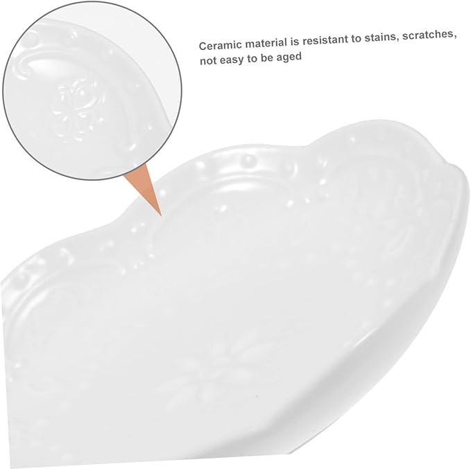 GLEAVI 2pcs Multi-function Salad Ceramic Plate Dipping Bowl Sauce Bowl Decorative Plate Serving Appetizer White