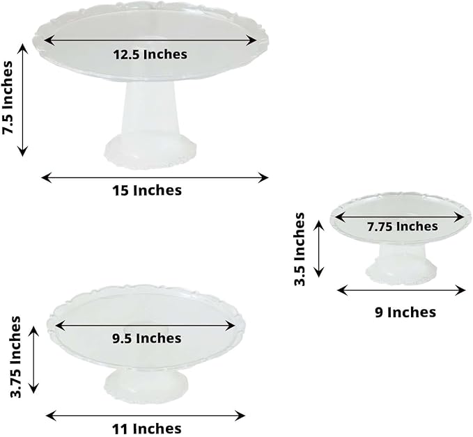 Efavormart Set of 3 | Clear Plastic Stackable Cupcake Pedestal Display Stands, Dessert Cake Display Holders - 9", 11", 15"