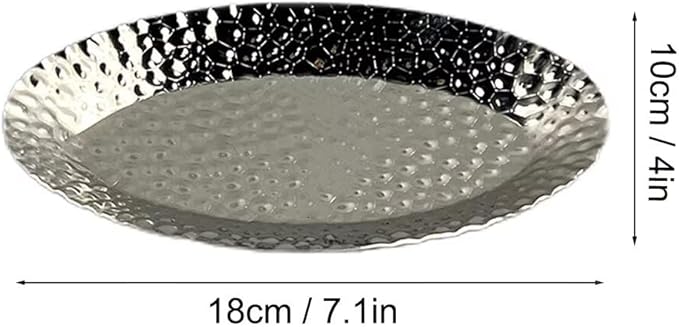 Mini Serving Platter Stainless Steel Serving Tray Hammered Ship Shaped 7.1 x 4 Inch Small Dessert Plates Coffee Table Tray Decorative Plates for Kitchen Party Silver