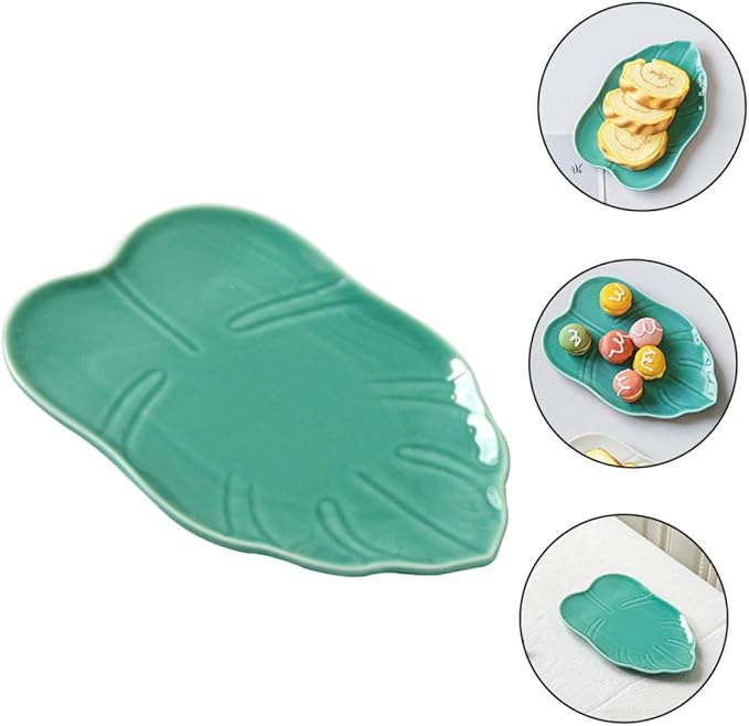 Ciieeo Ceramic Leaf Plate Decorative Dinnerware Simple Design for Dessert Appetizers Snacks Oven Safe Easy to Clean