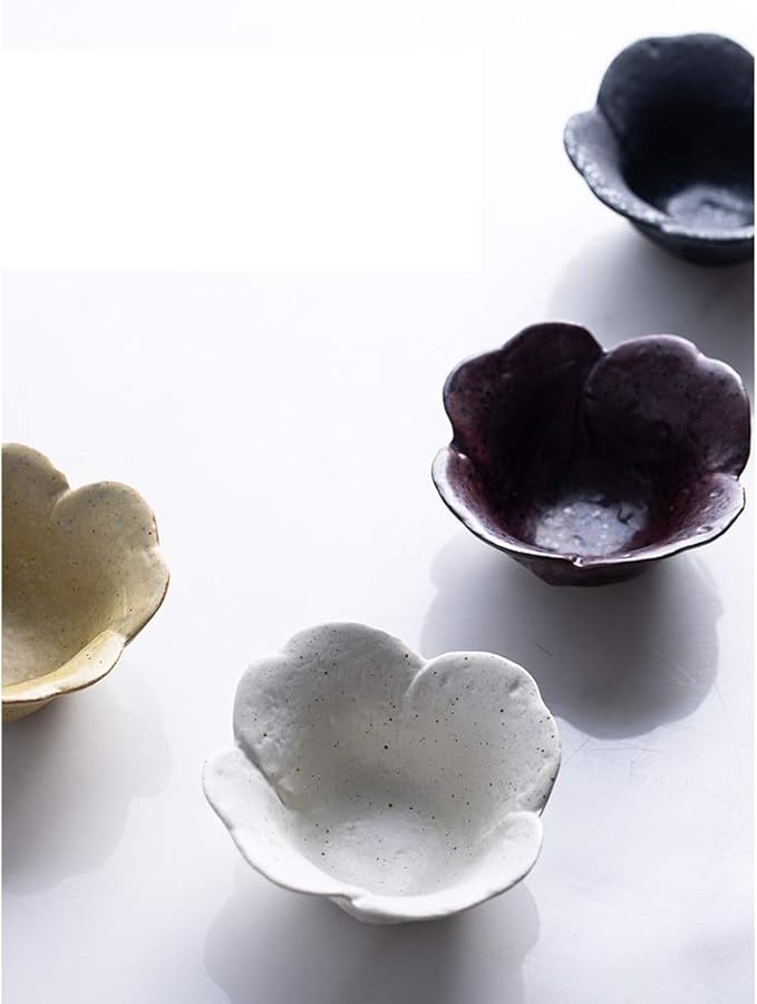Ceramic cutlery salad bowl Ceramic Appetizer Plate, Snack Plate, Tableware, Seasoning Plate, Dipping Sauce Plate, Flower-Shaped Sauce Plate small bowl (Size : C)