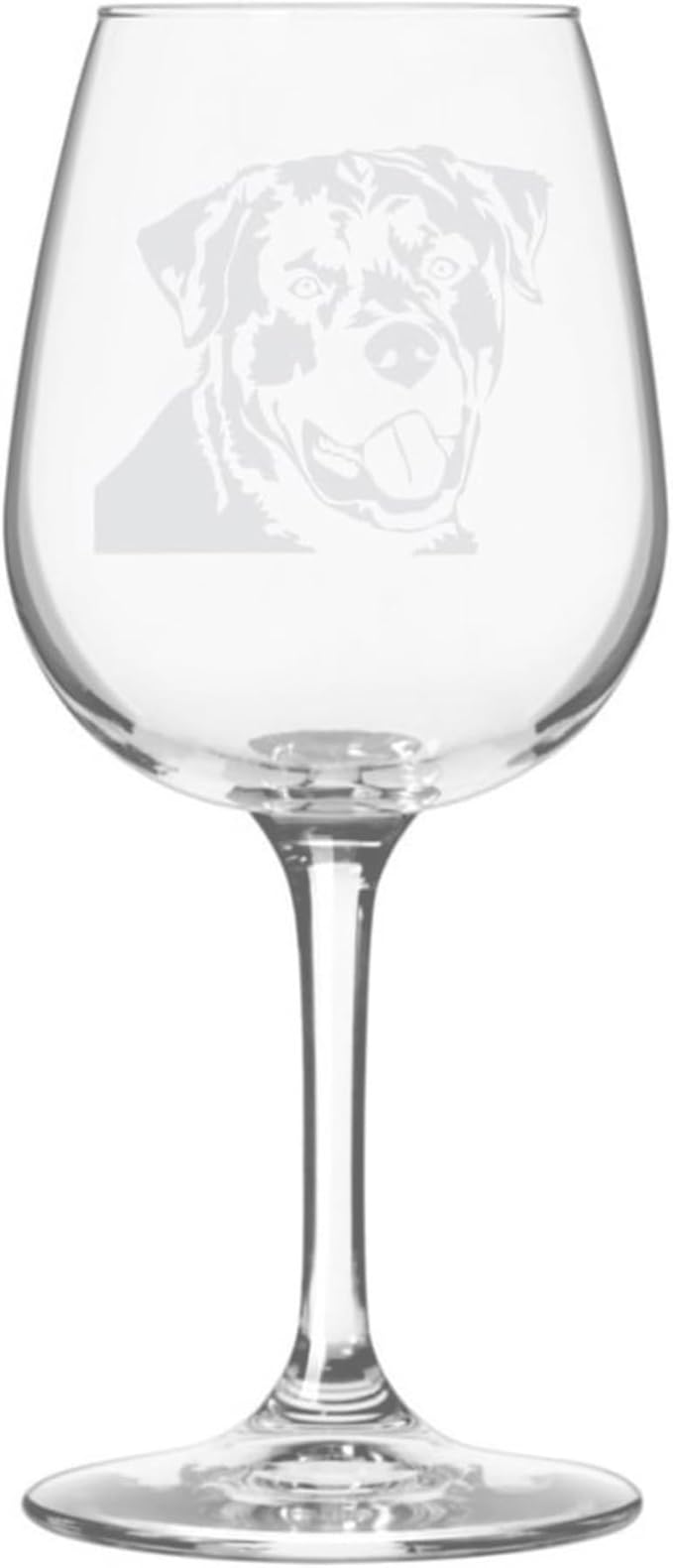 Etched Laser Art Personalized Dog Themed Etched Wine Glass - Custom Dog Breed Wine Glasses, Ideal for Pet Lovers, Unique Birthday Gift for Men & Women, Personalized Gift - Rottweiler, 12.75 oz