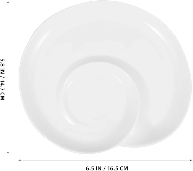 Divided Ceramic Dumpling Plate with Sauce Compartments 6.4-inch Cloud Spiral Design Appetizer Serving Tray for Home and Restaurant Use