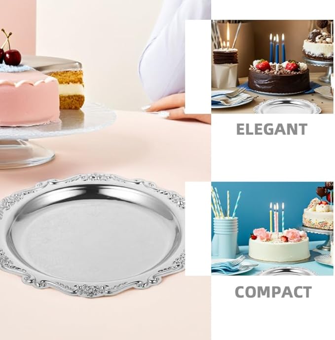 PRETYZOOM 2pcs Metal Snack Plate Vintage Jewelry Holder Decorative Serving Trays for Desserts