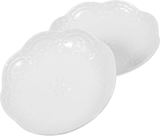 Mobestech 2pcs White Porcelain Sauce Plate Dipping Bowl for Condiments Appetizers Boys and Girls Families Versatile Ceramic Plate