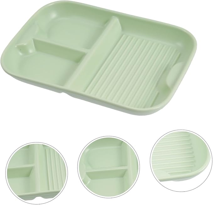 Healifty Ceramic Three-Grid Divided Serving Tray Nordic Style Long Rectangle Plate Creative Household Breakfast Dish for Boys and Girls Separated Food Platter for Appetizers and Snacks