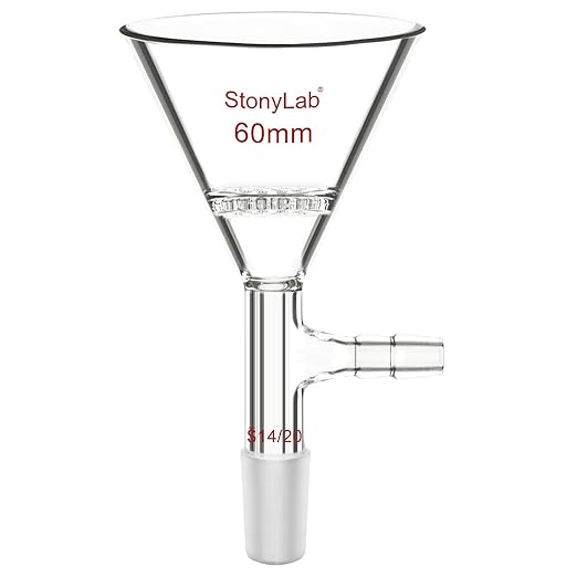 stonylab Borosilicate Glass Triangular Filtration Funnel, Vacuum Filtration, Efficient Filtering, 14/20 Joint, 60mm Diameter, Ideal for Laboratory Filtration Processes