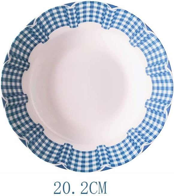 Dining Plate Retro Lace Blue Light Luxury Style Plate Simple Ceramic Breakfast Plate Dessert Plate