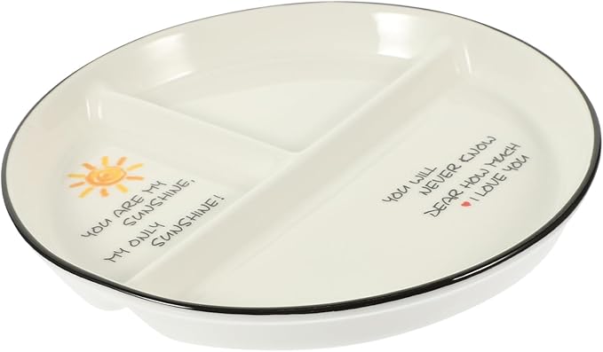 Unomor Ceramic Divided Serving Plate with Three Compartments Snack Platter for Fruits Dried Snacks and Appetizers Parties Weddings and Home Gatherings
