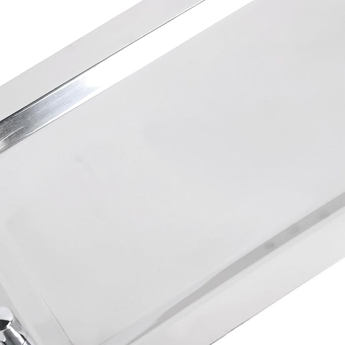 Stainless Steel Serving Tray,Mirrored Silver Tray Bright Mirror Finish Serving Tray with Handle for Hotel Restaurant Banquet Wedding - Elegant and Durable Platter (Rectangular (Length 16.9in))