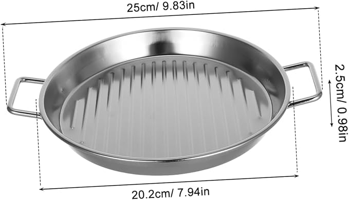 Mobestech Silver Stainless Steel Round Serving Tray Versatile Bbq Platter for Seafood Steak Snacks Easy to Clean Stackable Design for Home Outdoor Use