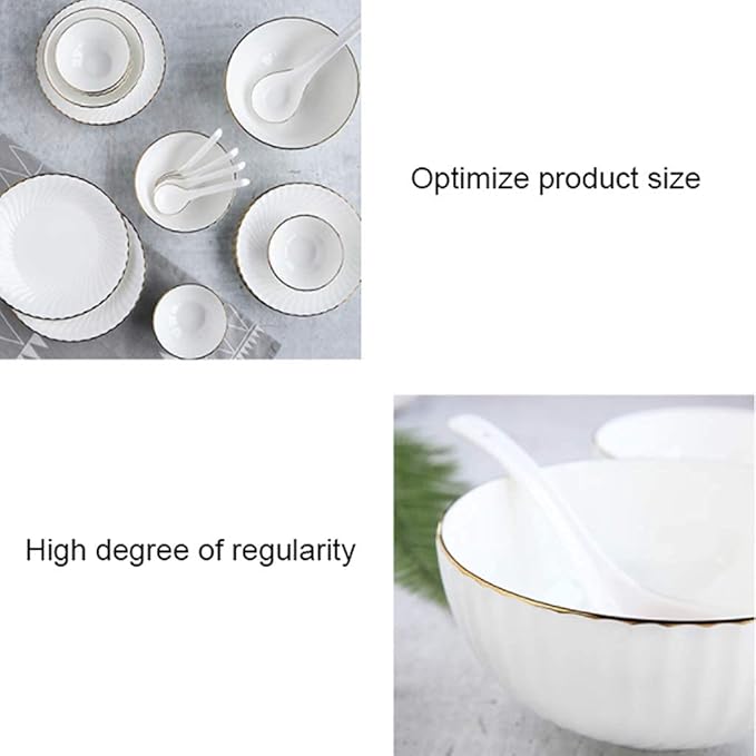 Ceramics Dinnerware Set with 20-Piece,Bowl/Dish/Spoon|Bone China Dinner Sets, Porcelain Combination Set White,White Plates