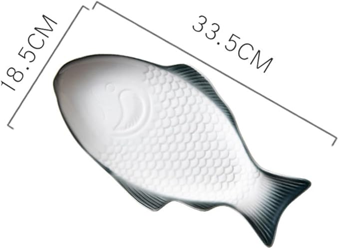 Zerodeko Ceramic Fish Shaped Dish Dark Green Creative Plate for Snacks Appetizers for Home Dining Parties and Restaurants Multi-functional Tableware