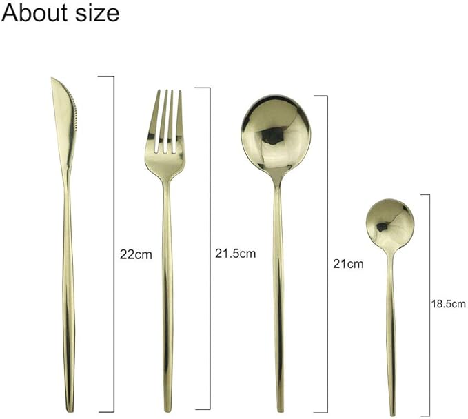 JASHII Champagne Silverware Set, 4-Piece 304 Stainless Steel Flatware Cutlery Set for 1, Mirror Finish, Ideal for Home Wedding Festival Party, Dishwasher Safe (Champagne gold)