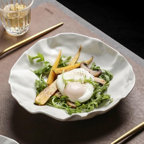 Creative 6-Inch Ceramic Appetizer Plates - Unique White Fruit Salad & Breakfast Bowls - Stylish Dinner Plates for Home Use - Set of 8 Special-Shaped Dish