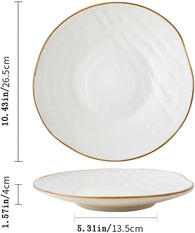 Dinner Plates Set Serving Plate Breakfast Plate Retro Cloth Pattern Large Plate Household Ceramic Plate Irregular Western Plate American Tableware Kitchen Salad Bowl