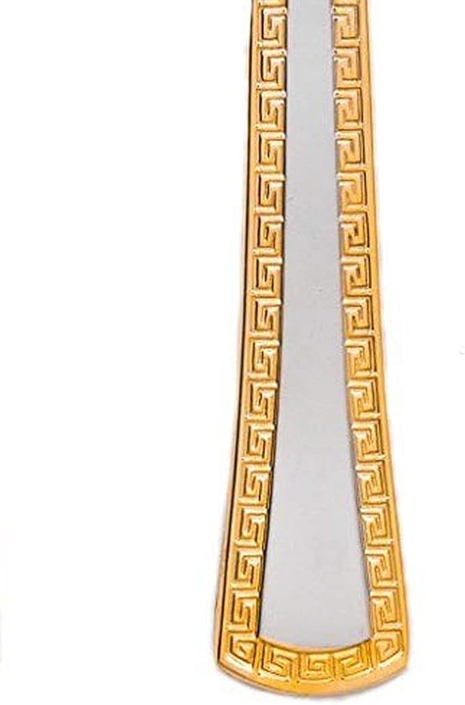 Royal Flatware Silver Stainless Steel Dinner Spoon, Gold-Plated Hostess Serving Set, Elegant Flatware Set of 12