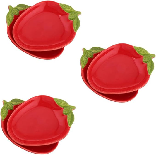 Hemoton 6pcs Strawberry Shaped Ceramic Bowls Decorative Fruit Plates for Salads Appetizers and Snacks Sturdy Porcelain Dishware for Home Restaurant and Banquet Use