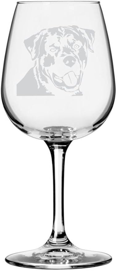 Etched Laser Art Personalized Dog Themed Etched Wine Glass - Custom Dog Breed Wine Glasses, Ideal for Pet Lovers, Unique & Personalized Birthday Gift for Men & Women - Rottweiler Customized 12.75 oz