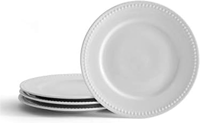 Everyday White Beaded Set of 4 Salad Plates