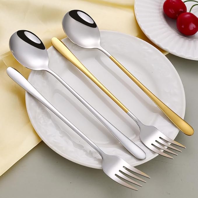 Stainless Steel Flatware serving set,Home Kitchen Eating Tableware Set,Dishwasher Safe,For Home Kitchen Restaurant Hote 1/4/6/8/10/12 Pieces 316 Stainless Steel Spoons And Forks, Household Eating Spoo