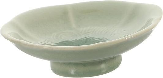 Ceramic Dessert Serving Plate for Fruits Appetizers and Snacks Elegant Cold Dish Tray Dark Green Unique Patterns for Events and Gatherings
