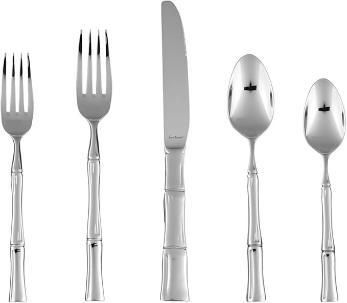 FORTESSA Royal Pacific 18/10 Stainless Steel Flatware, 20 Piece Place Setting With Table Knife, Forks and Spoons (Service For 4), Dishwasher Safe, Polished