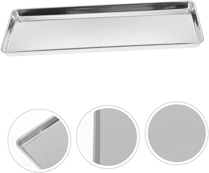 Stainless Steel Rice Noodle Dish Jewelry Tray Household Food Plate Sizzling Platter Kitchen Storage Tray Pot Banquet Plate Rectangular Griddle Cold Noodle Silver