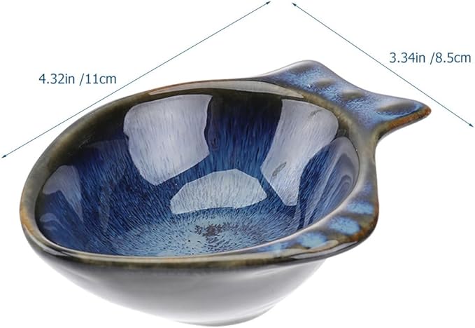 Alipis 2pcs Fish Style Ceramic Sauce Dishes Small Appetizer Plates for Condiments Vinegar and Dipping Sauces for Snacks and Desserts for Home Use