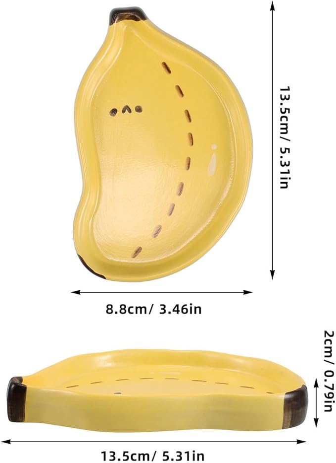 COHEALI Creative Cute Banana-shaped Ceramic Serving Plate for Fruit and Snacks Hand-painted Dish for Sauces and Appetizers Stylish Platter for Home Kitchen Use