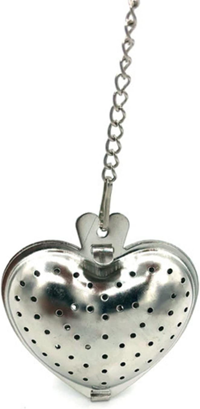 Heart Shape Stainless Steel Tea Infuser Filter with Chain Strainer, 15.5x4.6cm6.10x1.81in, Gold