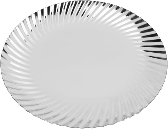 1PC Silver Serving Tray, Round Serving Platter, Wedding Birthday Mirror Tray for Valentines Day, Food, Appetizer, Charcuterie, Cookies, Desserts (20cm)