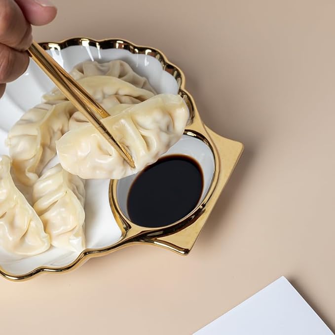 Multi Purpose Appetizer Ceramic Tray Vinegar Bowl Elegant Sushi Cookie Serving Dishes Dipping Sauce Plate for Dumplings French Fries Snacks Homes Restaurants Design Sense Souvenirs