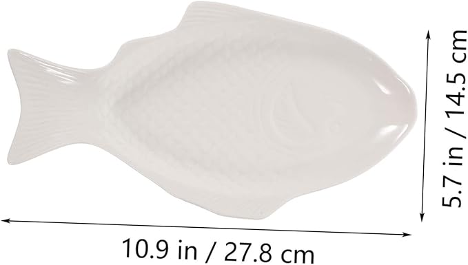Ceramic Fish Shaped Plate for Home and Restaurant Unique Creative Dish for Snack Storage Elegant Tableware for Appetizers and Desserts White Design