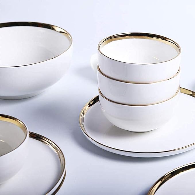 Porcelain Square Dinner Plate Set Dish/Plate/Bowl Set, 10 Piece White Porcelain Phnom Pen Dinnerware Sety Ceramic Tableware Set(