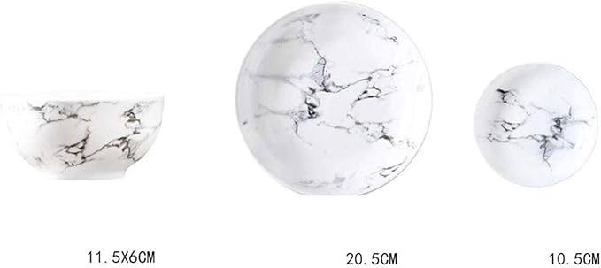 Dinner Plates,Fine Dinnerware Set,14 Pieces Marble Pattern Dinner Set White Grey Ceramic Tableware