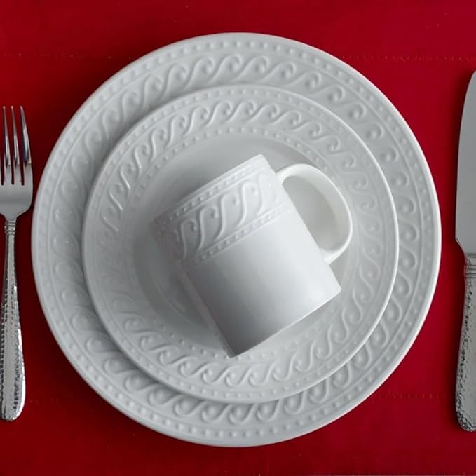 Dinner Plates Set 32 Piece Plate Set Kitchen Tableware Dish Ceramic Dishes to Eat Sets Food Dining Bar Home