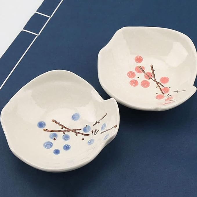 Appetizer Bowls Ceramic Plum Blossom Sauce Dish Sushi Dipping Bowls Appetizer Plates Porcelain Serving Dish Seasoning Dishes (set Of 4) Salad Bowls