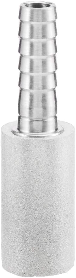JoyTube Stainless Steel Aeration Stone, 0.5 Micron Diffusion Stone with 1/4" Hose Barb, Stainless Steel Aeration Oxygenation Stone Carbonating Stone for Home Brewing Beer (Pack of 2)